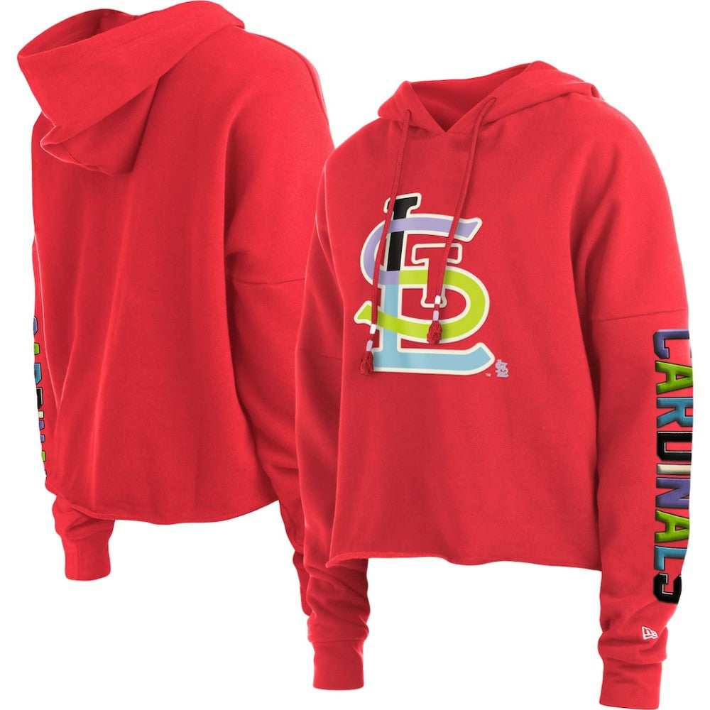 Red St. Louis Cardinals New Era Women's Fashion High Hip Pullover Hoodie