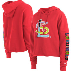 Red St. Louis Cardinals New Era Women's Fashion High Hip Pullover Hoodie