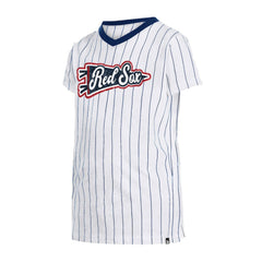 White Boston Red Sox New Era Girls Youth Pinstripe V-Neck T-Shirt