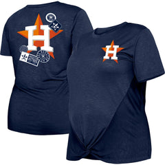 Navy Houston Astros New Era Women's Plus Size Two-Hit Front Knot T-Shirt