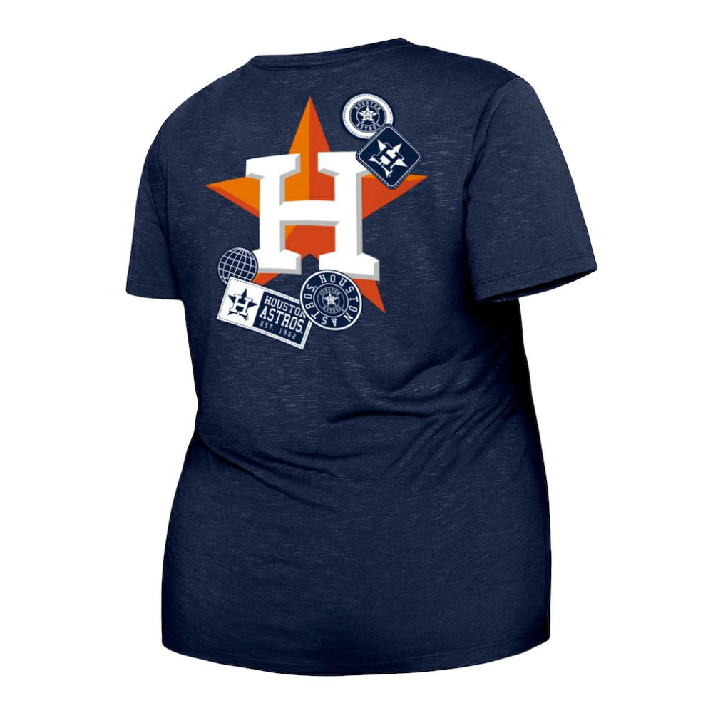 Navy Houston Astros New Era Women's Plus Size Two-Hit Front Knot T-Shirt