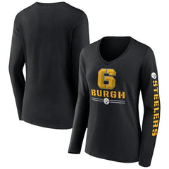 Women's Hometown Sweep Long Sleeve V-Neck T-Shirt - Pittsburgh Steelers T-shirts