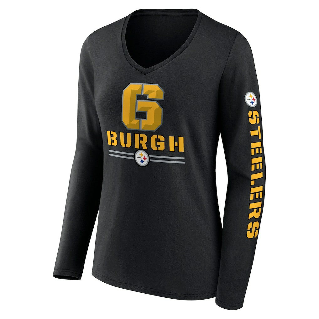 Women's Hometown Sweep Long Sleeve V-Neck T-Shirt - Pittsburgh Steelers T-shirts
