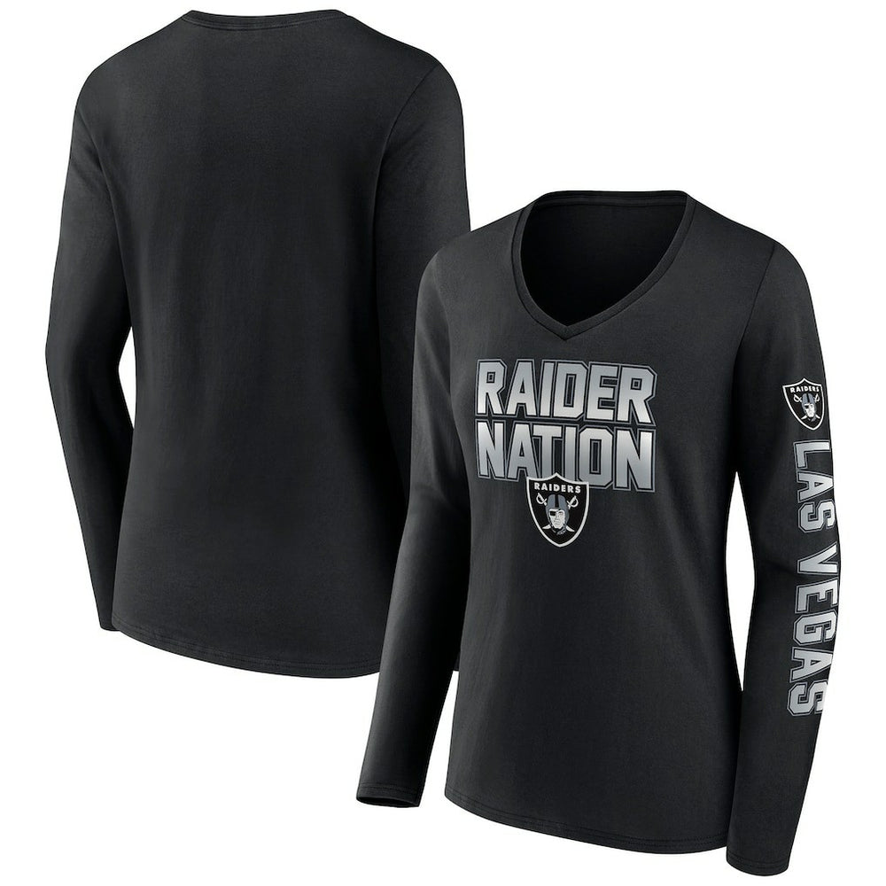 Women's Hometown Sweep Long Sleeve V-Neck T-Shirt - Las Vegas Raiders T-shirts