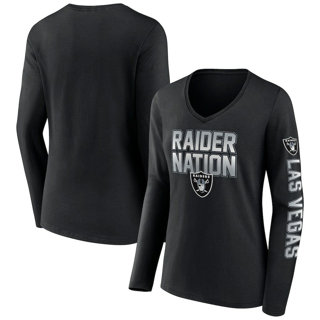 Women's Hometown Sweep Long Sleeve V-Neck T-Shirt - Las Vegas Raiders T-shirts