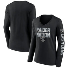 Women's Hometown Sweep Long Sleeve V-Neck T-Shirt - Las Vegas Raiders T-shirts