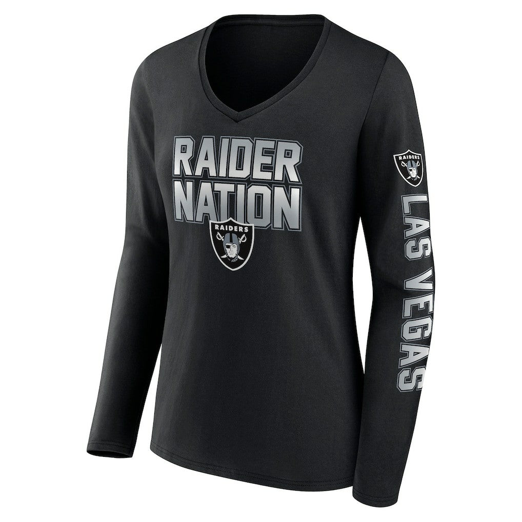 Women's Hometown Sweep Long Sleeve V-Neck T-Shirt - Las Vegas Raiders T-shirts