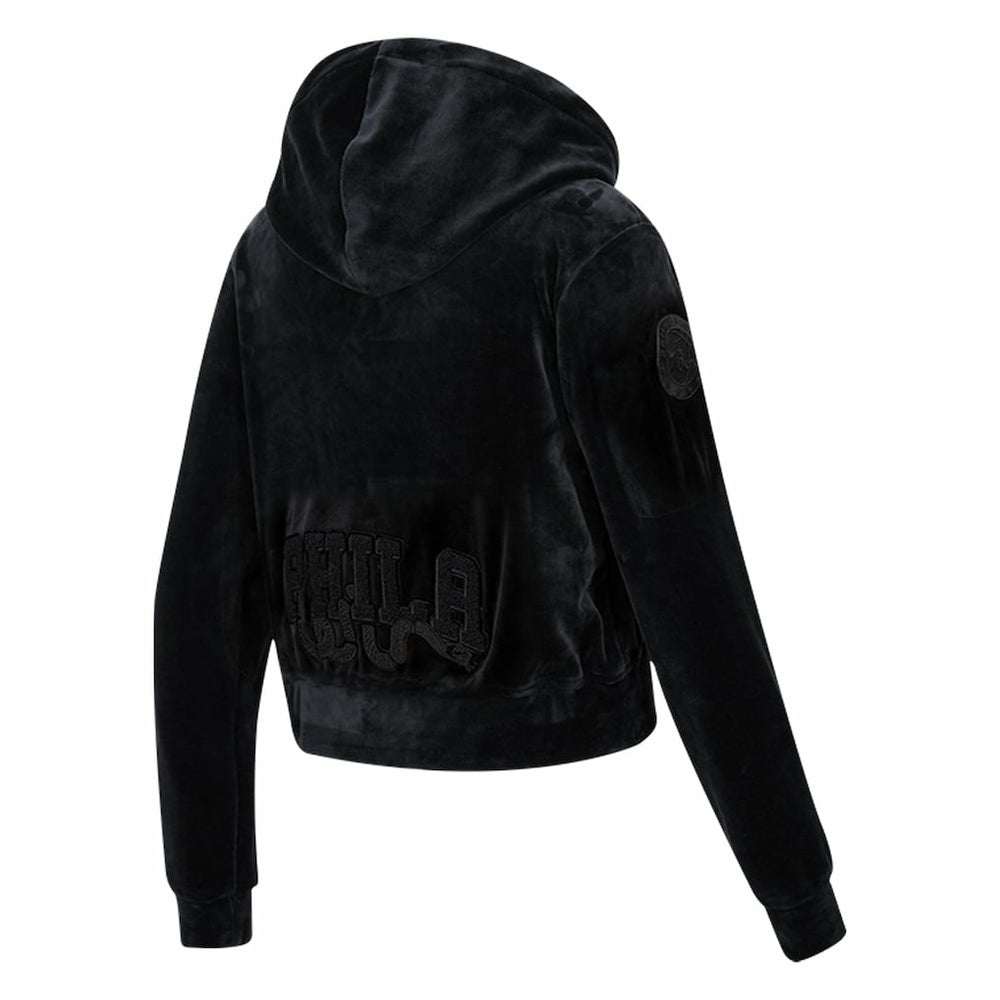 Philadelphia 76ers Pro Standard Women's Triple Black Velour Full-Zip Hoodie discount