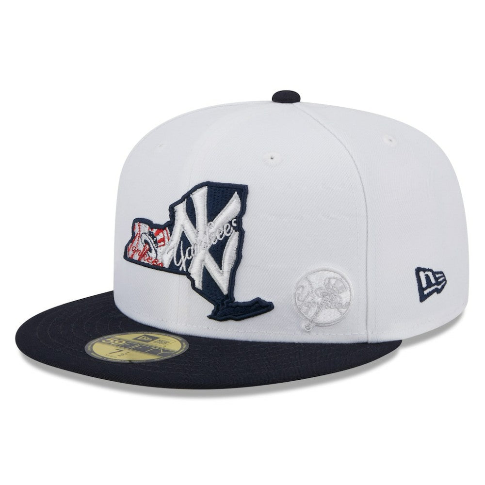 White/Navy New York Yankees New Era State 59FIFTY Fitted Hat