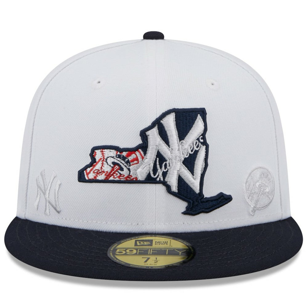 White/Navy New York Yankees New Era State 59FIFTY Fitted Hat