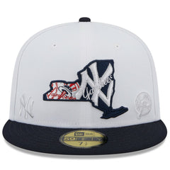 White/Navy New York Yankees New Era State 59FIFTY Fitted Hat
