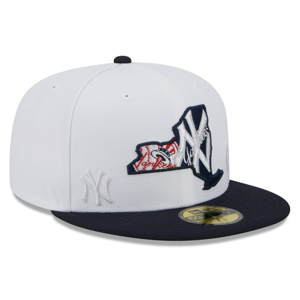White/Navy New York Yankees New Era State 59FIFTY Fitted Hat