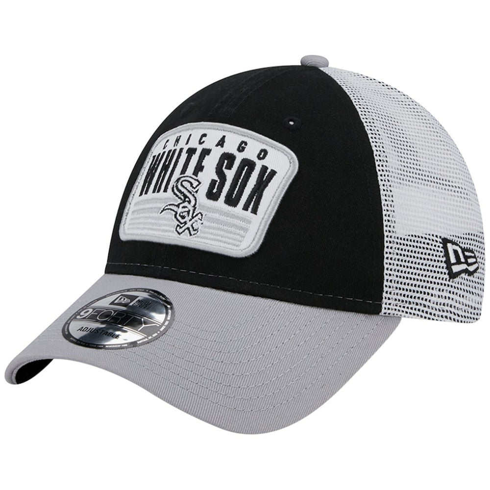 Black Chicago White Sox New Era Two-Tone Patch 9FORTY Snapback Hat