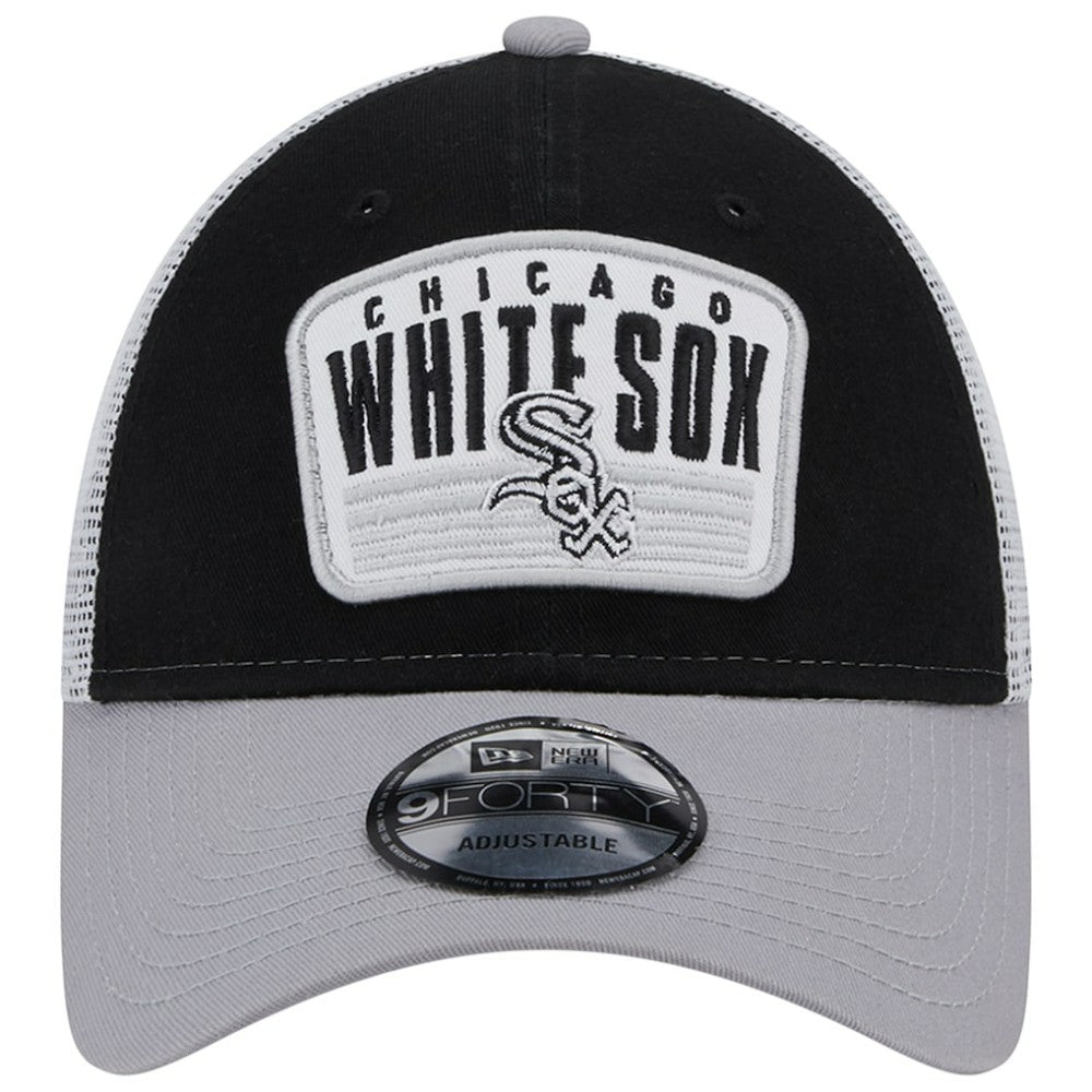 Black Chicago White Sox New Era Two-Tone Patch 9FORTY Snapback Hat