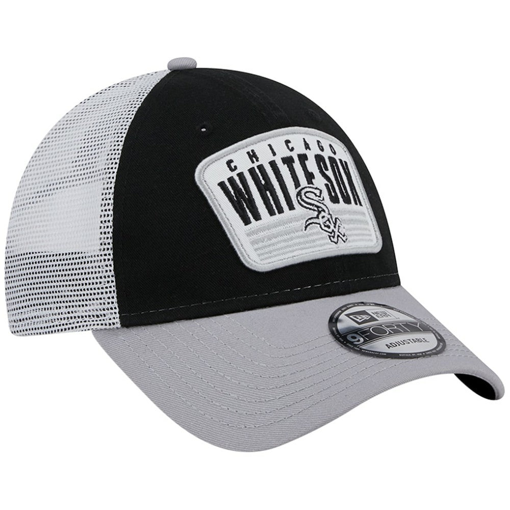 Black Chicago White Sox New Era Two-Tone Patch 9FORTY Snapback Hat