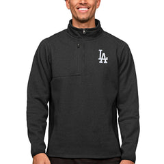 Heathered Black Los Angeles Dodgers Antigua Course Quarter-Zip Pullover Top