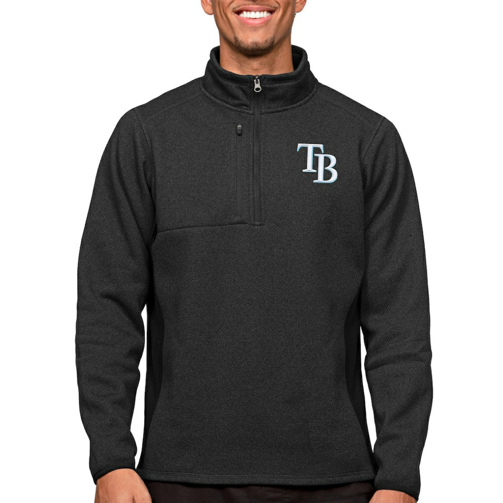 Heathered Black Tampa Bay Rays Antigua Course Quarter-Zip Pullover Top
