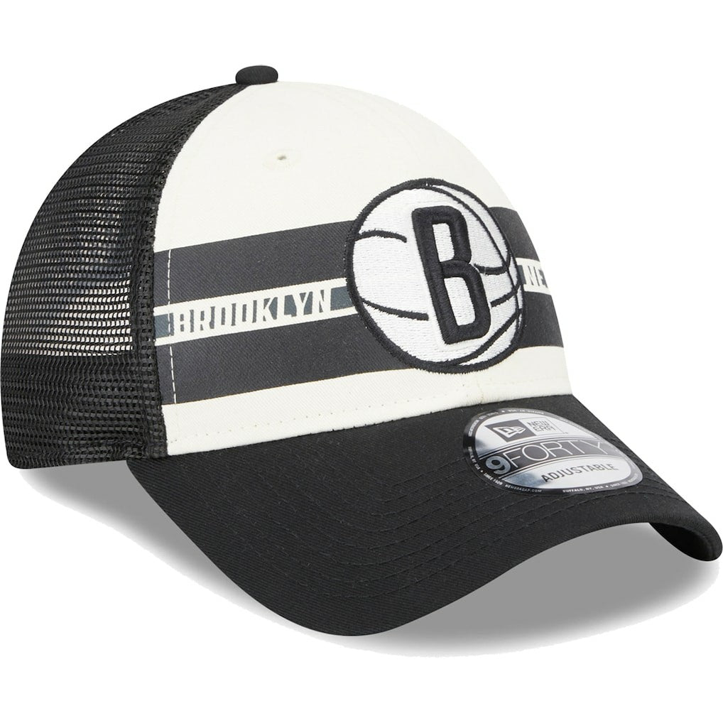 New Era Brooklyn Nets Stripes 9FORTY Trucker Snapback Hat