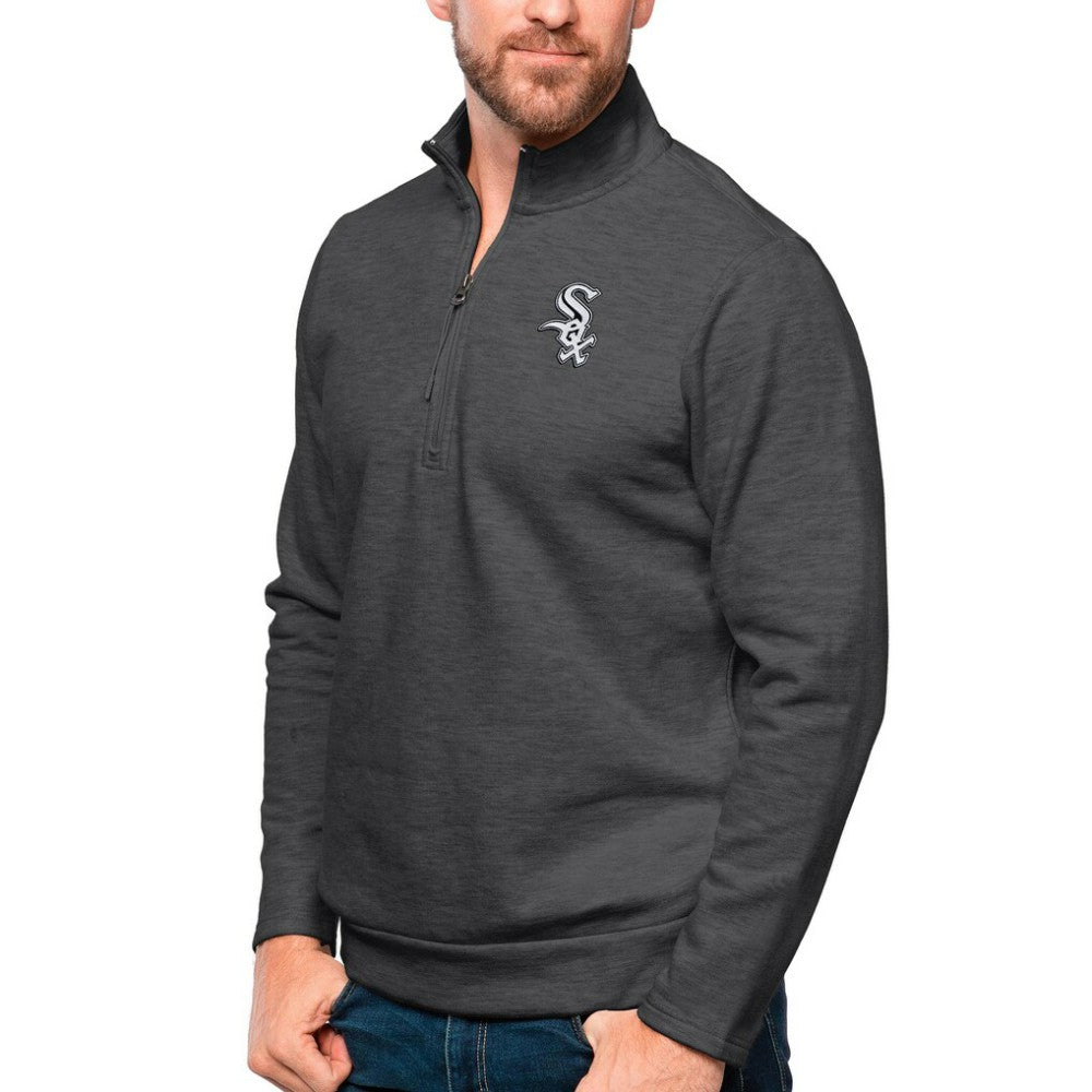 Heathered Charcoal Chicago White Sox Antigua Gambit Quarter-Zip Pullover Top