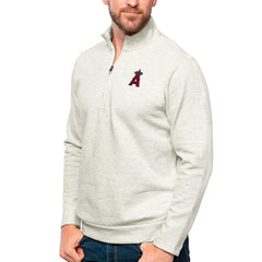 Oatmeal Los Angeles Angels Antigua Gambit Quarter-Zip Pullover Top