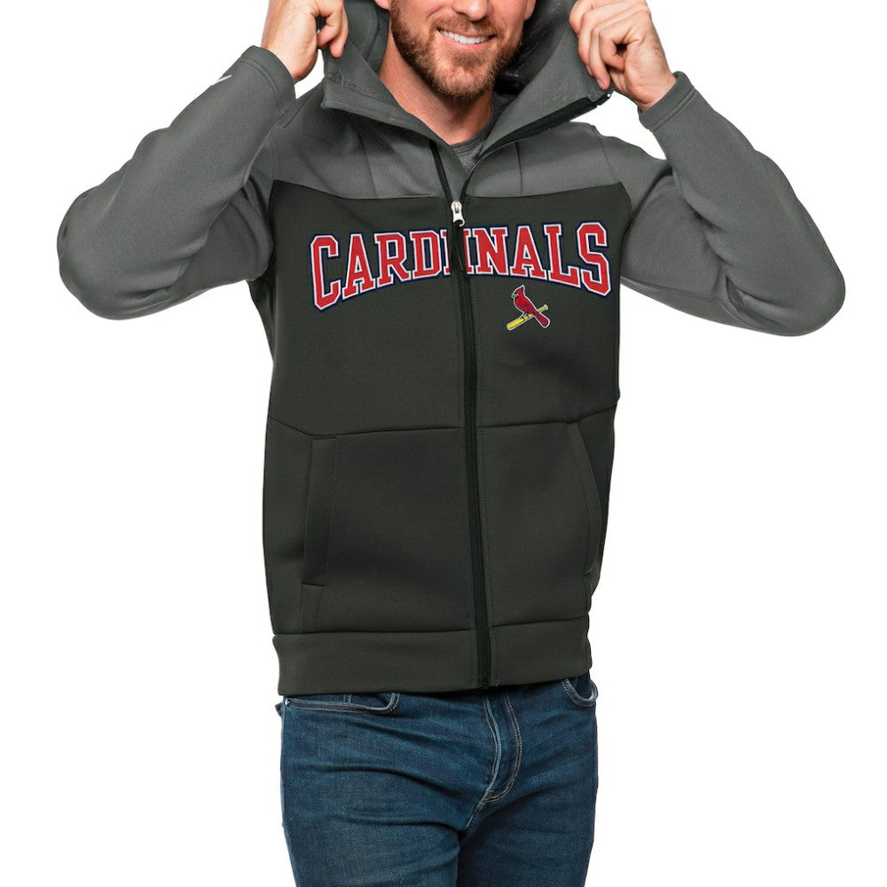 Steel/Charcoal St. Louis Cardinals Antigua Wordmark Protect Full-Zip Hoodie
