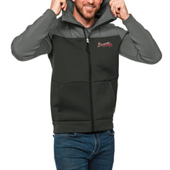 Steel/Charcoal Atlanta Braves Antigua Protect Full-Zip Hoodie
