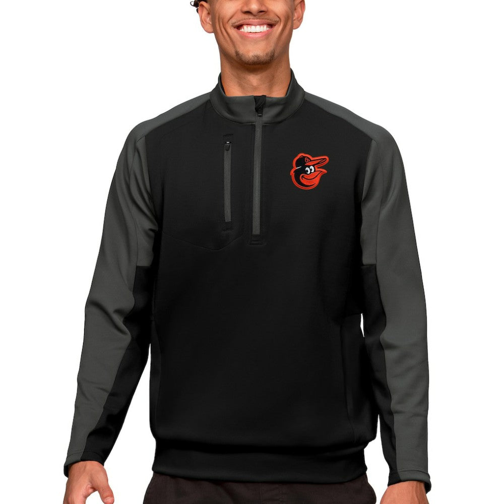 Black Baltimore Orioles Antigua Team Quarter-Zip Pullover Top