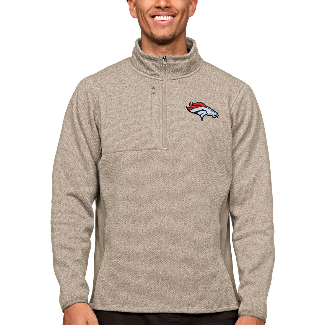 Antigua Course Quarter-Zip Pullover Top - Denver Broncos Pullover