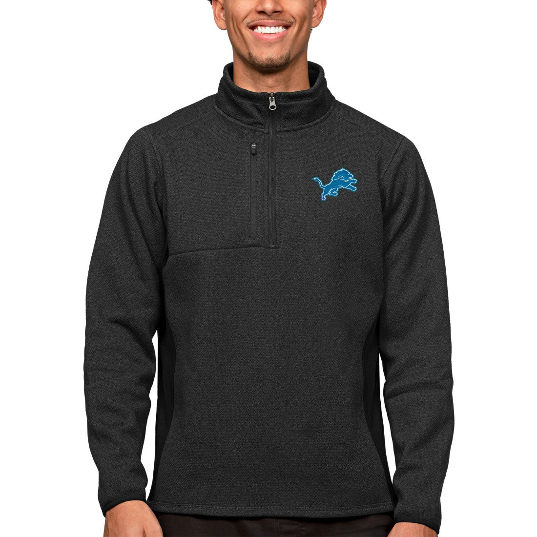 Antigua Course Quarter-Zip Pullover Top - Detroit Lions Pullover