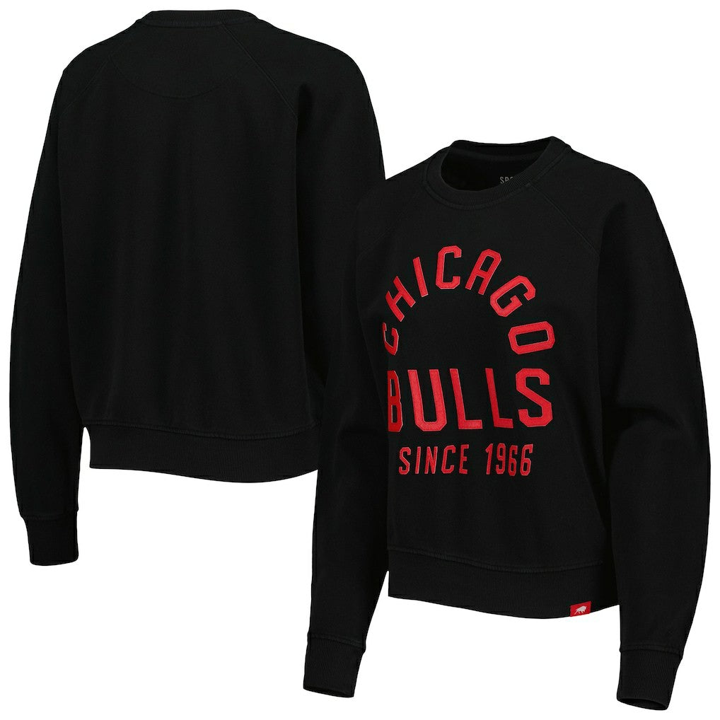Chicago Bulls Sportiqe Women's Ashlyn Brava Raglan Pullover Sweatshirt