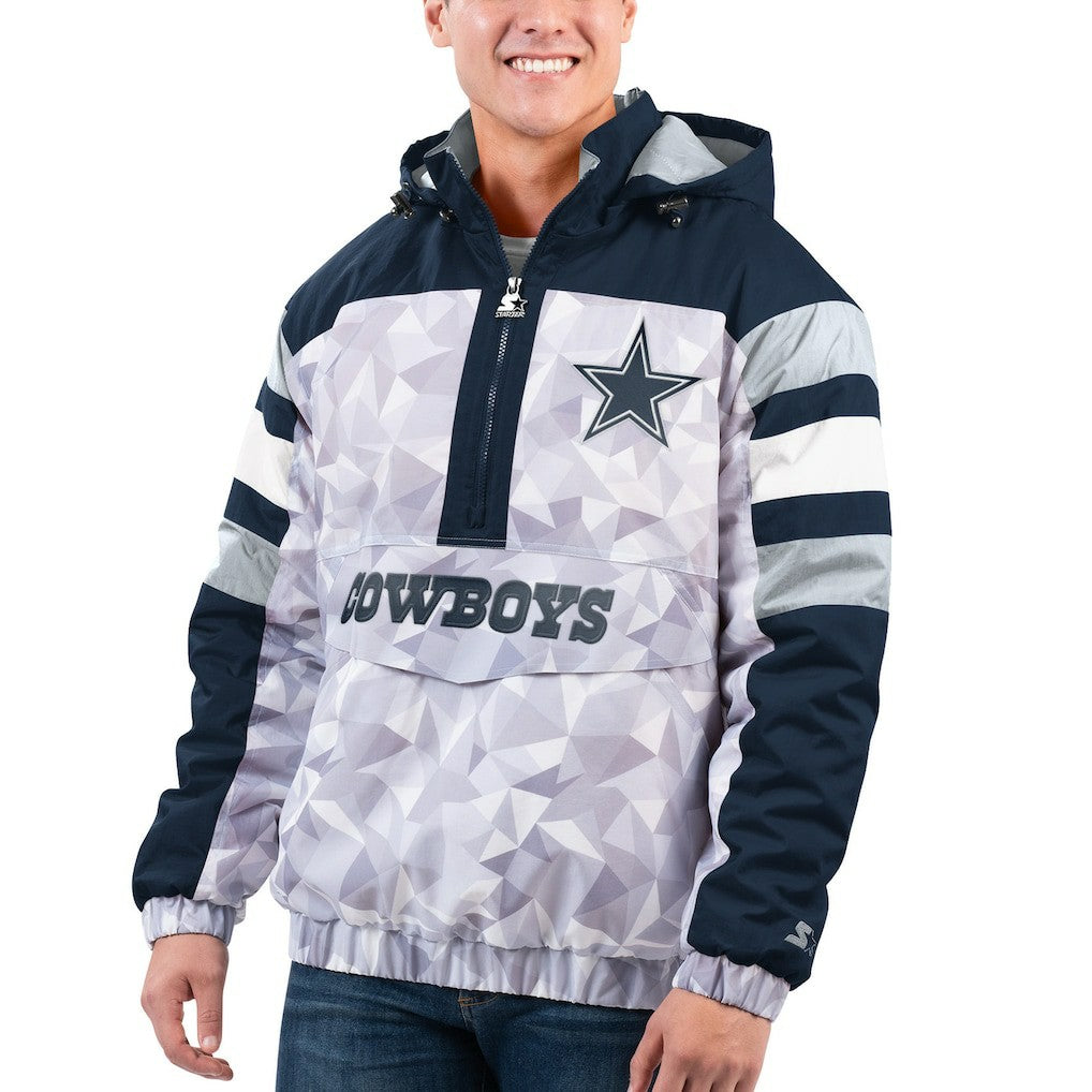 Starter Thursday Night Gridiron Raglan Half-Zip Hooded Jacket - Dallas Cowboys Jackets