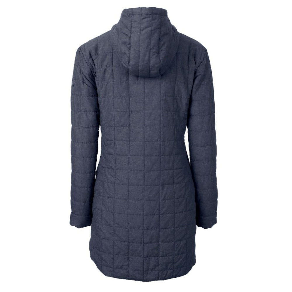 Heathered Navy New York Yankees Cutter & Buck Women's Rainier Primaloft Eco Full-Zip Hoodie Long Coat