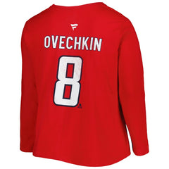 NHL Washington Capitals Profile Women's Plus Size Distressed Printed Name & Number Long Sleeve T-Shirt