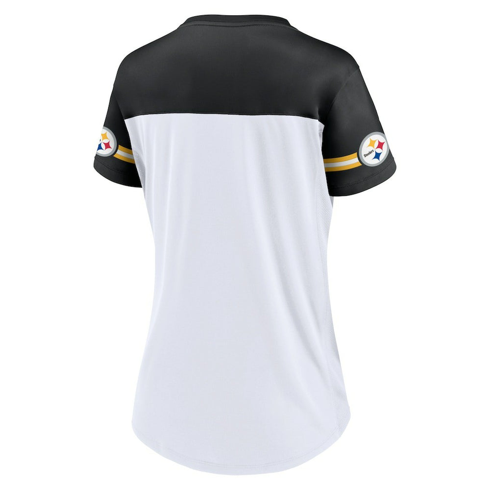 Women's Dueling Slant V-Neck Lace-Up T-Shirt - Pittsburgh Steelers T-shirts