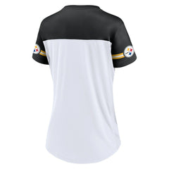 Women's Dueling Slant V-Neck Lace-Up T-Shirt - Pittsburgh Steelers T-shirts
