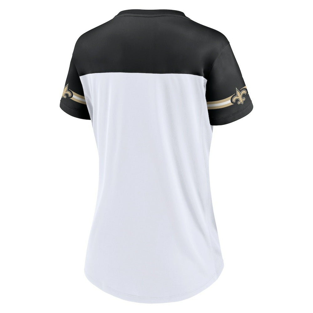 Women's Dueling Slant V-Neck Lace-Up T-Shirt - New Orleans Saints T-shirts