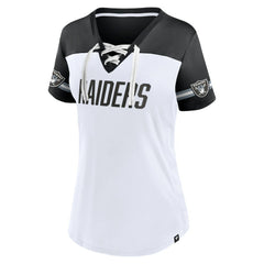 Women's Dueling Slant V-Neck Lace-Up T-Shirt - Las Vegas Raiders T-shirts