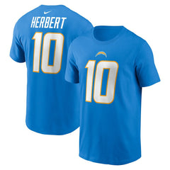 Justin Herbert  Player Name & Number T-Shirt - Los Angeles Chargers T-shirts