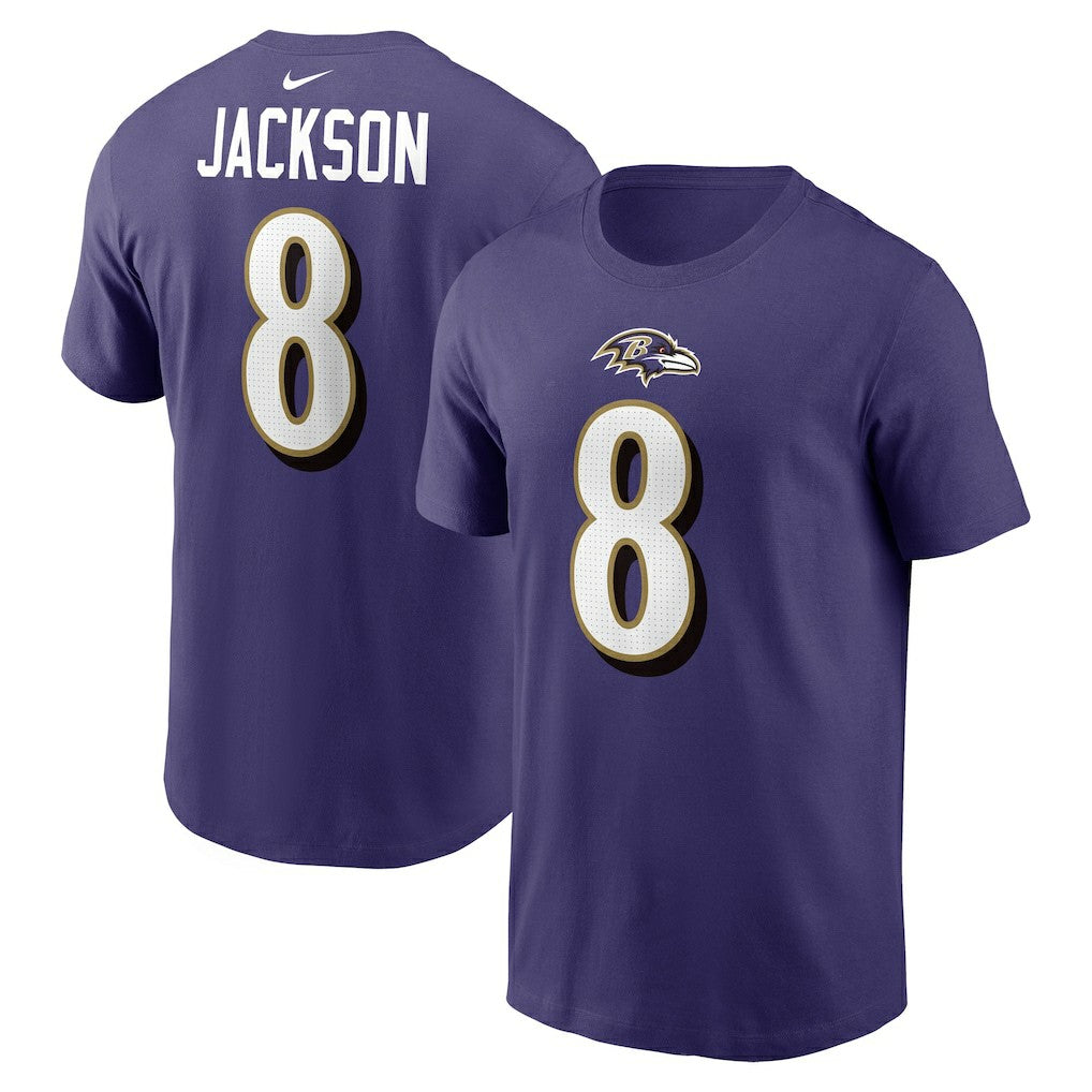 Lamar Jackson  Player Name & Number T-Shirt - Baltimore Ravens T-shirts