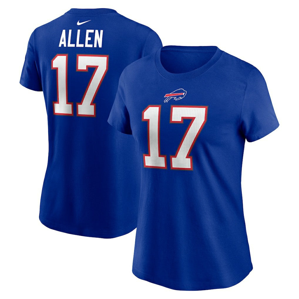 Josh Allen  Women's Player Name & Number T-Shirt - Buffalo Bills T-shirts