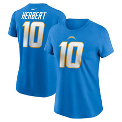 Justin Herbert  Women's Player Name & Number T-Shirt - Los Angeles Chargers T-shirts