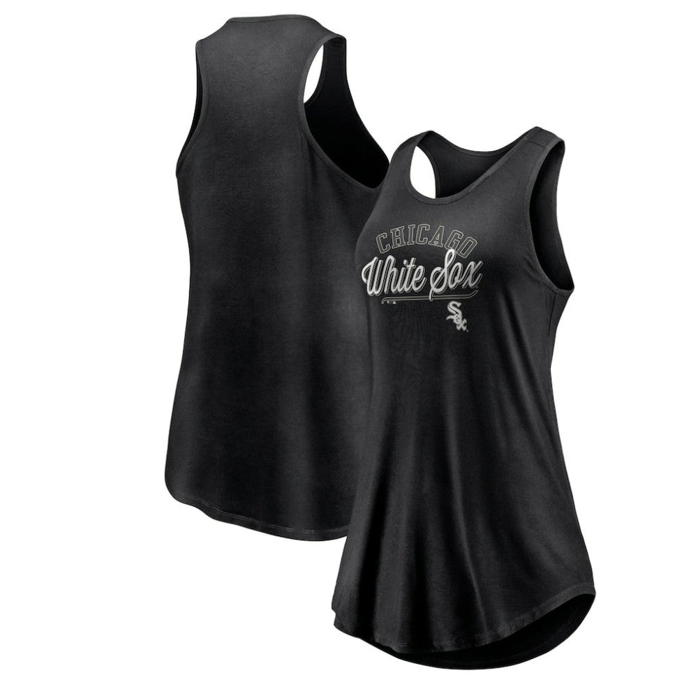 Black Chicago White Sox Fanatics Women's Simplicity Swing Racerback Scoop Neck Tank Top