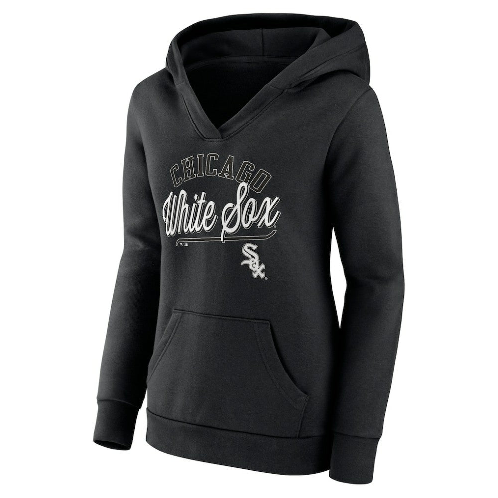 Black Chicago White Sox Fanatics Women's Simplicity Crossover V-Neck Pullover Hoodie