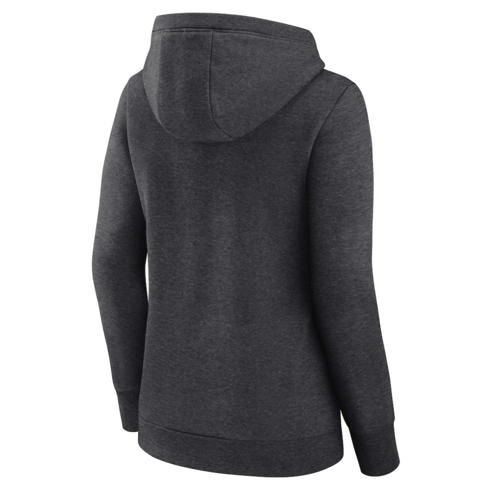 Heather Charcoal Chicago Cubs Fanatics Women's Simplicity Crossover V-Neck Pullover Hoodie