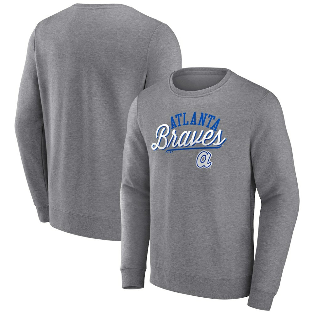 Atlanta Braves Heather Gray Fanatics Simplicity Pullover Sweatshirt