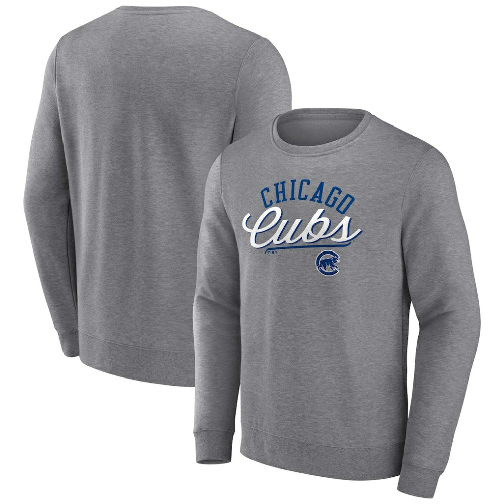 Heather Gray Chicago Cubs Fanatics Simplicity Pullover Sweatshirt