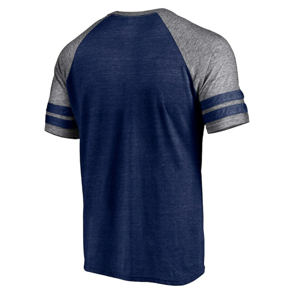 Heather Navy Boston Red Sox Fanatics Utility Two-Stripe Raglan Tri-Blend T-Shirt
