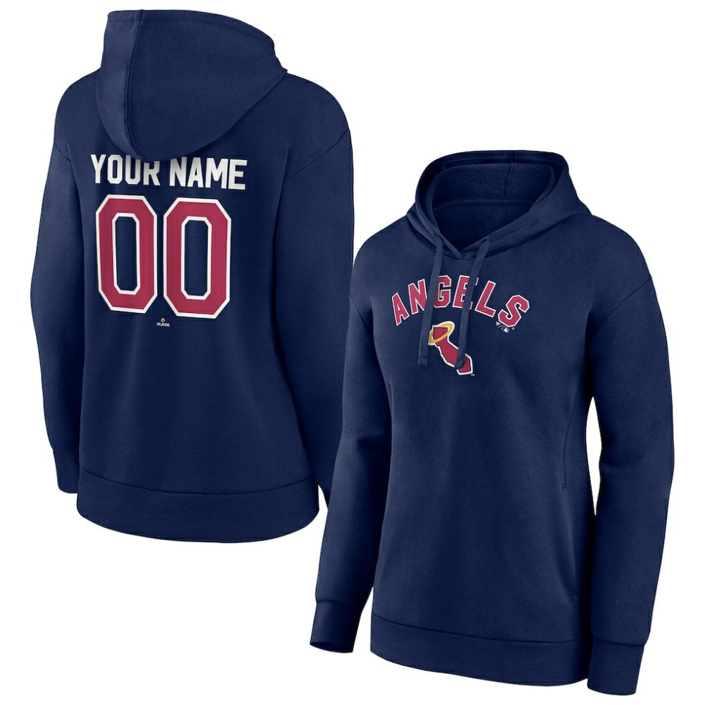 Navy California Angels Women's Personalized Cooperstown Collection Winning Streak Pullover Hoodie