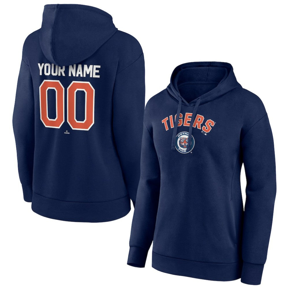 Navy Detroit Tigers Women's Personalized Cooperstown Collection Winning Streak Pullover Hoodie