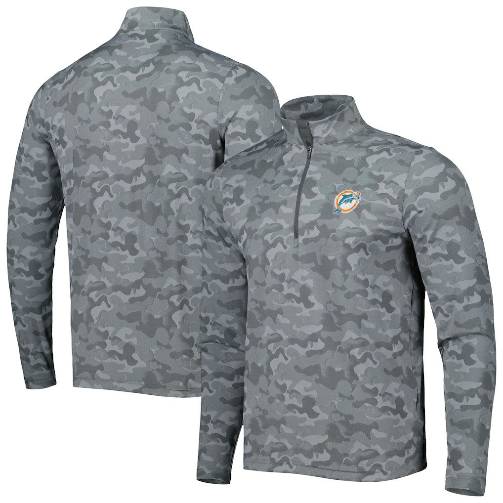 Antigua Brigade Throwback Quarter-Zip Top - Miami Dolphins Tops
